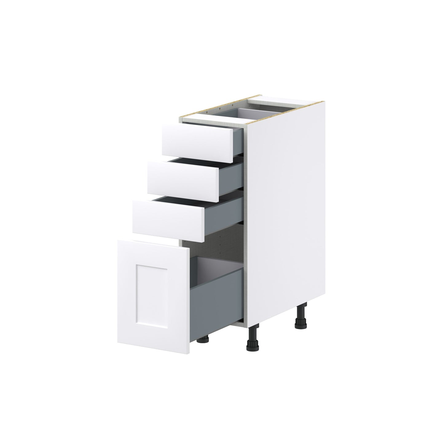 Hugo&Borg Jolie 12-in W x 34.5-in H x 24-in D Warm White 4-Drawer Base Fully Assembled Cabinet (Recessed Panel Style)