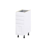 Hugo&Borg Jolie 12-in W x 34.5-in H x 24-in D Warm White 4-Drawer Base Fully Assembled Cabinet (Recessed Panel Style)