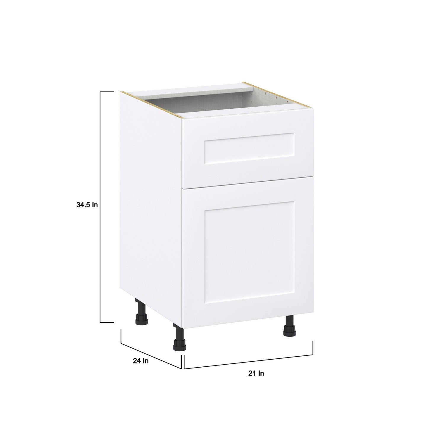 Hugo&Borg Jolie 21-in W x 34.5-in H x 25-in D Warm White 1-Drawer Base Fully Assembled Cabinet (Recessed Panel Shaker Style)