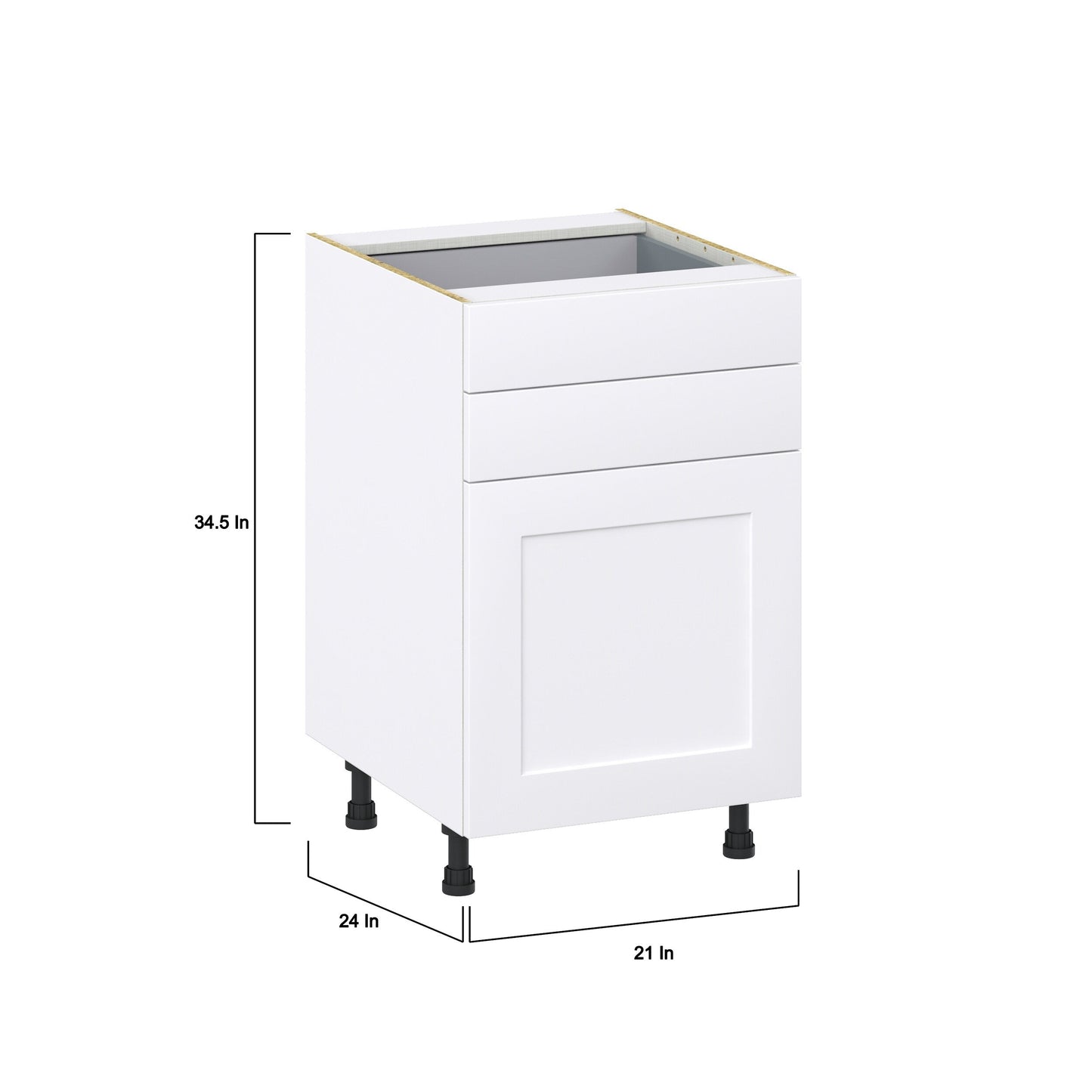 Hugo&Borg Jolie 21-in W x 34.5-in H x 24-in D Warm White 2-Drawers Base Fully Assembled Cabinet (Recessed Panel Shaker Style)