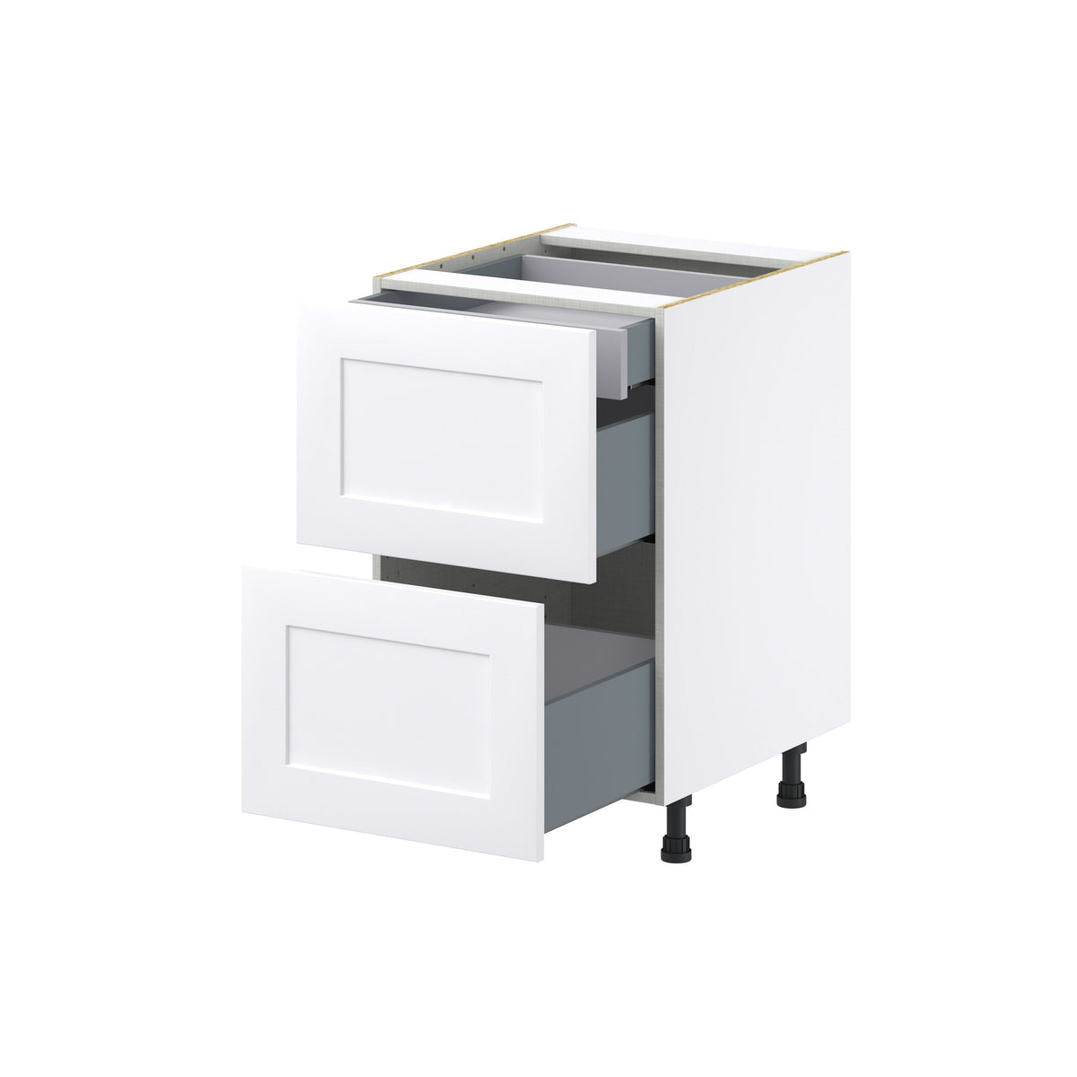 Hugo&Borg 21-in W x 34.5-in H x 24-in D Warm White 3-Drawer Base Fully Assembled Cabinet (Recessed Panel Style)