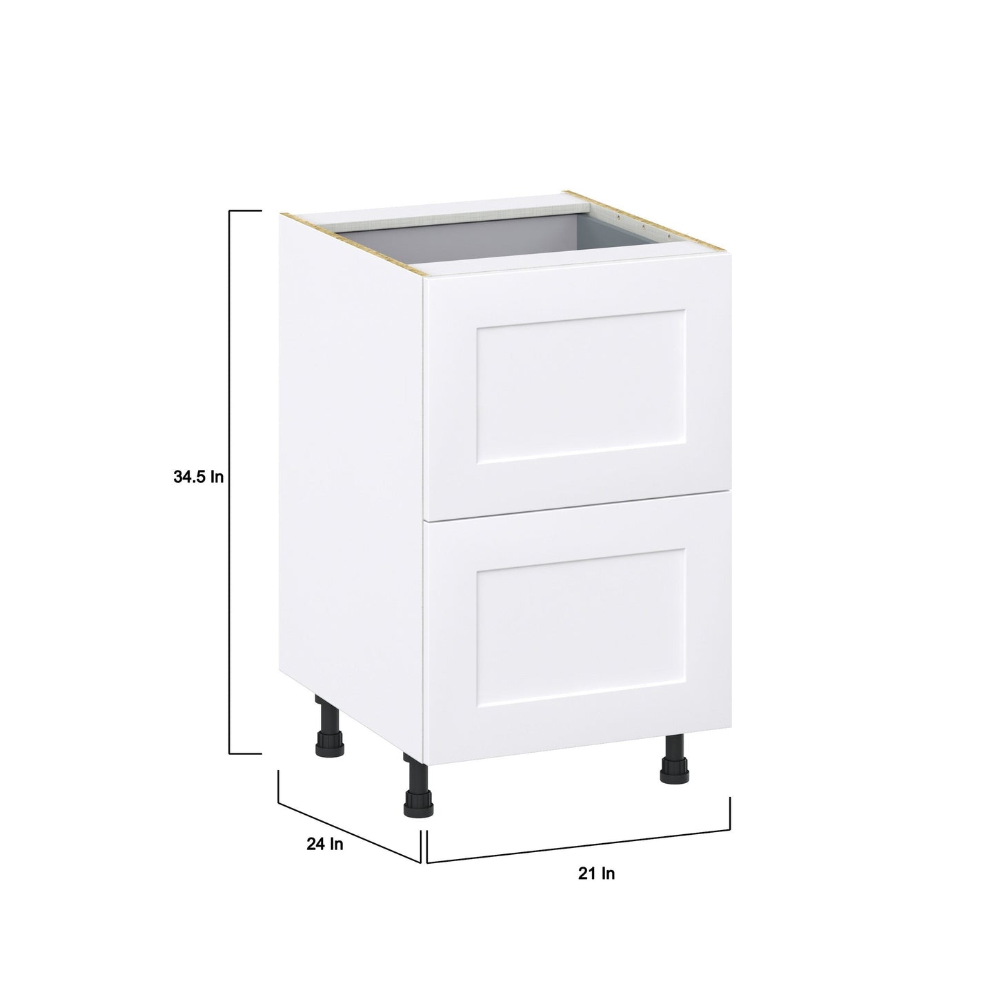 Hugo&Borg 21-in W x 34.5-in H x 24-in D Warm White 3-Drawer Base Fully Assembled Cabinet (Recessed Panel Style)