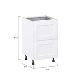 Hugo&Borg 21-in W x 34.5-in H x 24-in D Warm White 3-Drawer Base Fully Assembled Cabinet (Recessed Panel Style)