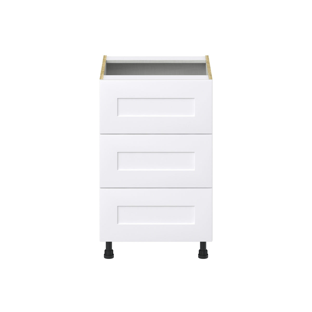 Hugo&Borg 21-in W x 34.5-in H x 24-in D Warm White 3-Drawer Base Fully Assembled Cabinet (Recessed Panel Style)
