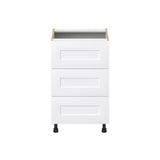 Hugo&Borg 21-in W x 34.5-in H x 24-in D Warm White 3-Drawer Base Fully Assembled Cabinet (Recessed Panel Style)