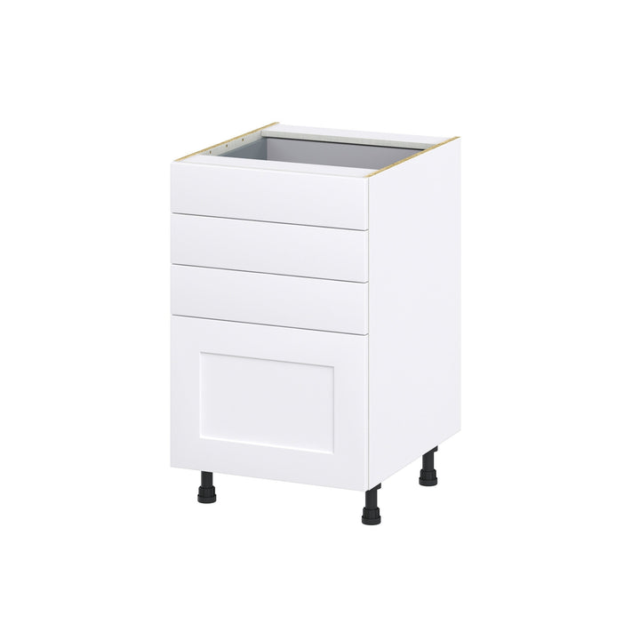 Hugo&Borg Jolie 21-in W x 34.5-in H x 24-in D Warm White 4-Drawer Base Fully Assembled Cabinet (Recessed Panel Style)