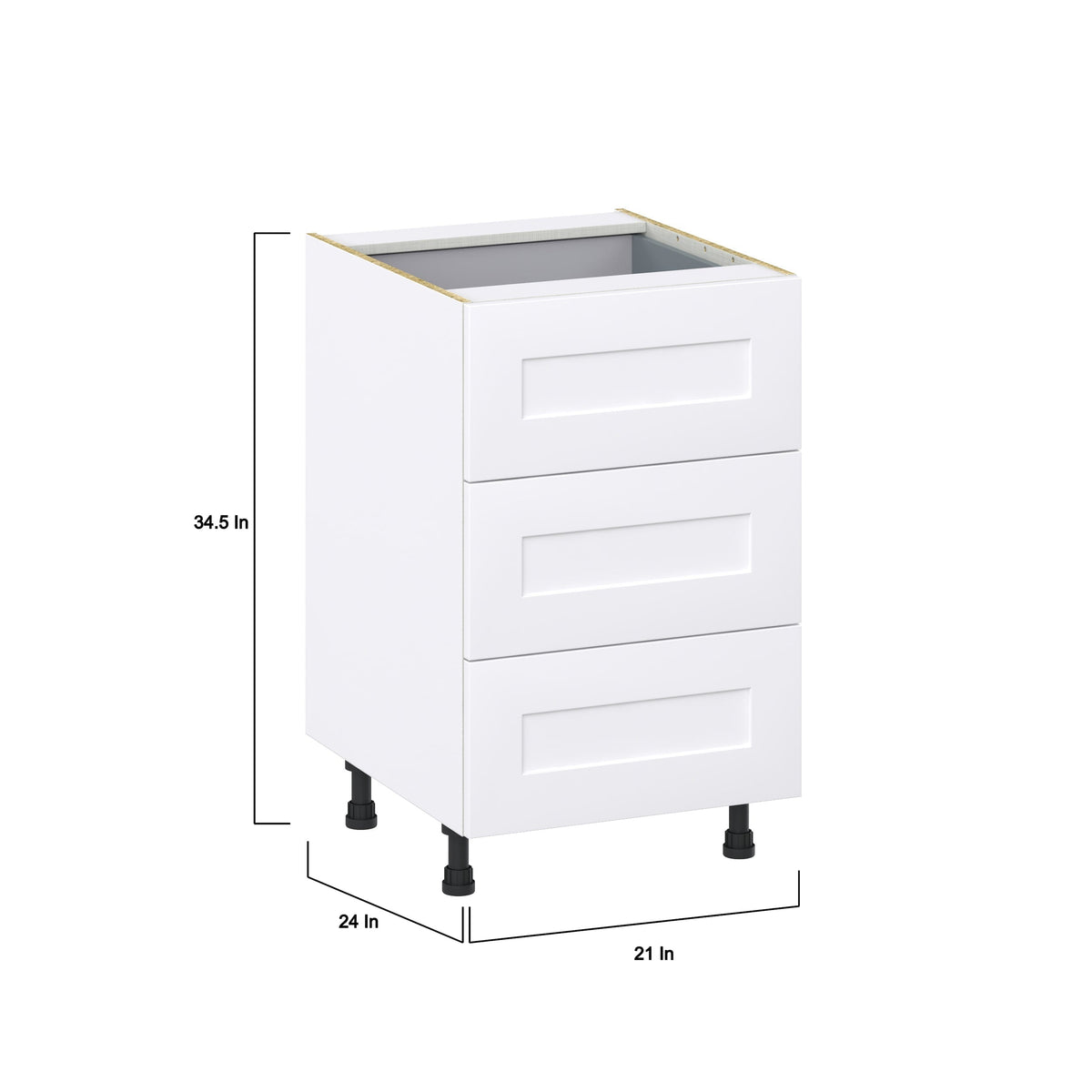 Hugo&Borg Jolie 21-in W x 34.5-in H x 24-in D Warm White 4-Drawer Base Fully Assembled Cabinet (Recessed Panel Style)