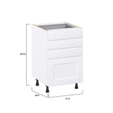 Hugo&Borg Jolie 21-in W x 34.5-in H x 24-in D Warm White 4-Drawer Base Fully Assembled Cabinet (Recessed Panel Style)