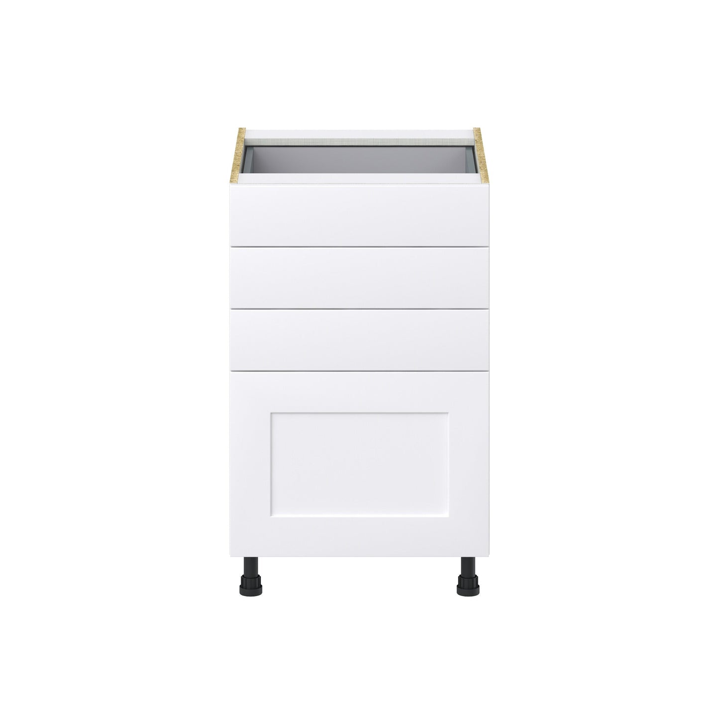 Hugo&Borg Jolie 21-in W x 34.5-in H x 24-in D Warm White 4-Drawer Base Fully Assembled Cabinet (Recessed Panel Style)