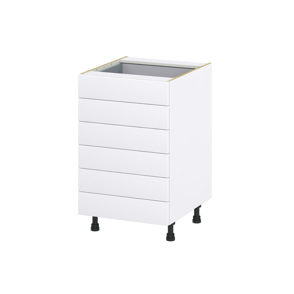 Hugo&Borg Jolie 21-in W x 34.5-in H x 24-in D Warm White 6-Drawer Base Fully Assembled Cabinet (Recessed Panel Style)