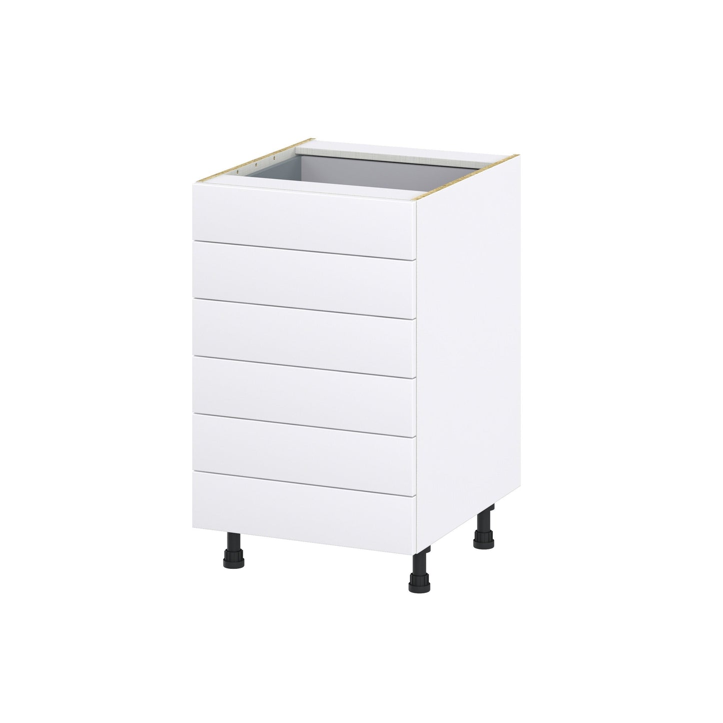 Hugo&Borg Jolie 21-in W x 34.5-in H x 24-in D Warm White 6-Drawer Base Fully Assembled Cabinet (Recessed Panel Style)