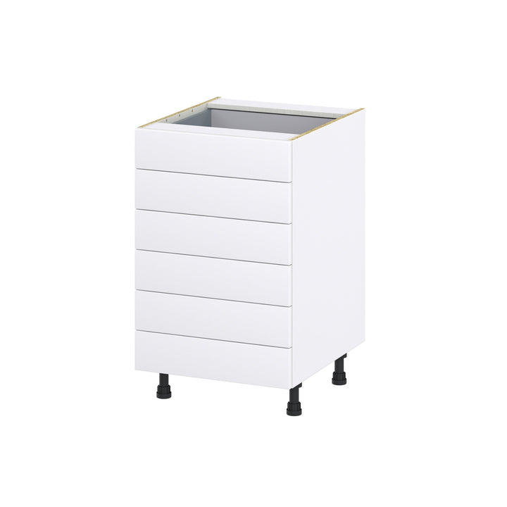 Hugo&Borg Jolie 21-in W x 34.5-in H x 24-in D Warm White 6-Drawer Base Fully Assembled Cabinet (Recessed Panel Style)