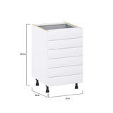 Hugo&Borg Jolie 21-in W x 34.5-in H x 24-in D Warm White 6-Drawer Base Fully Assembled Cabinet (Recessed Panel Style)