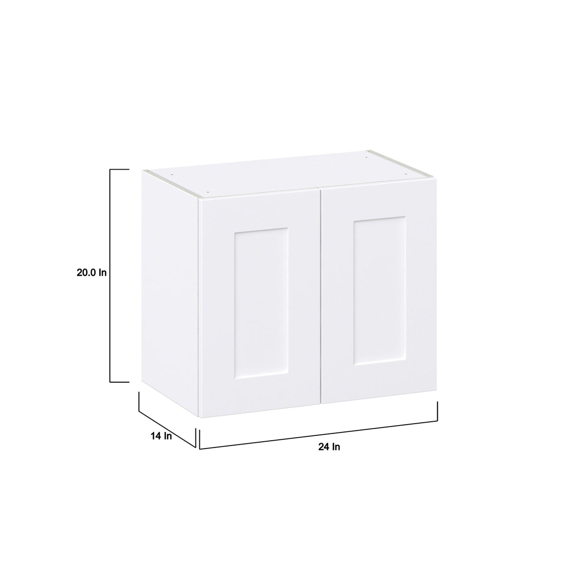 Hugo&Borg Jolie 24-in W x 20-in H x 14-in D Warm White Wall Fully Assembled Cabinet (Recessed Panel Shaker Door Style)