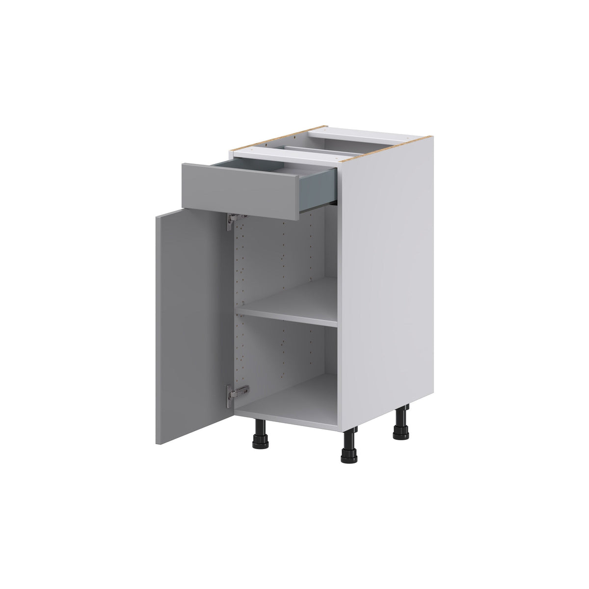 Hugo&Borg Beaumont 15-in W x 34.5-in H x 21-in D Slate Gray 1-Drawer Base Fully Assembled Cabinet (Recessed Panel Shaker Style)