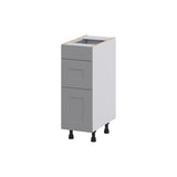 Hugo&Borg Beaumont 12-in W x 34.5-in H x 21-in D Slate Gray 3-Drawer Base Fully Assembled Cabinet (Recessed Panel Style)