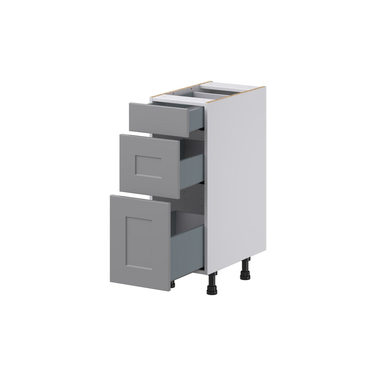 Hugo&Borg Beaumont 12-in W x 34.5-in H x 21-in D Slate Gray 3-Drawer Base Fully Assembled Cabinet (Recessed Panel Style)