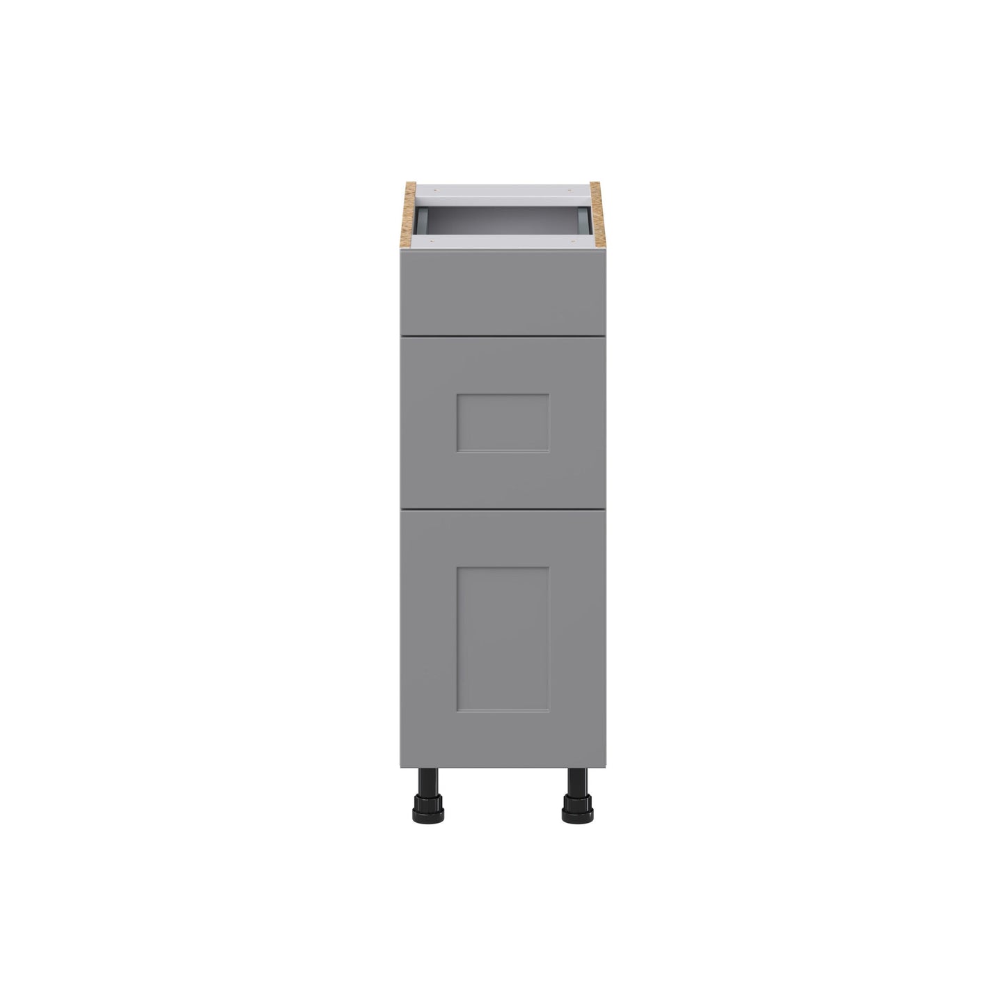 Hugo&Borg Beaumont 12-in W x 34.5-in H x 21-in D Slate Gray 3-Drawer Base Fully Assembled Cabinet (Recessed Panel Style)