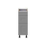 Hugo&Borg Beaumont 12-in W x 34.5-in H x 21-in D Slate Gray 3-Drawer Base Fully Assembled Cabinet (Recessed Panel Style)