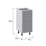 Hugo&Borg Beaumont 15-in W x 34.5-in H x 21-in D Slate Gray 3-Drawer Base Fully Assembled Cabinet (Recessed Panel Style)
