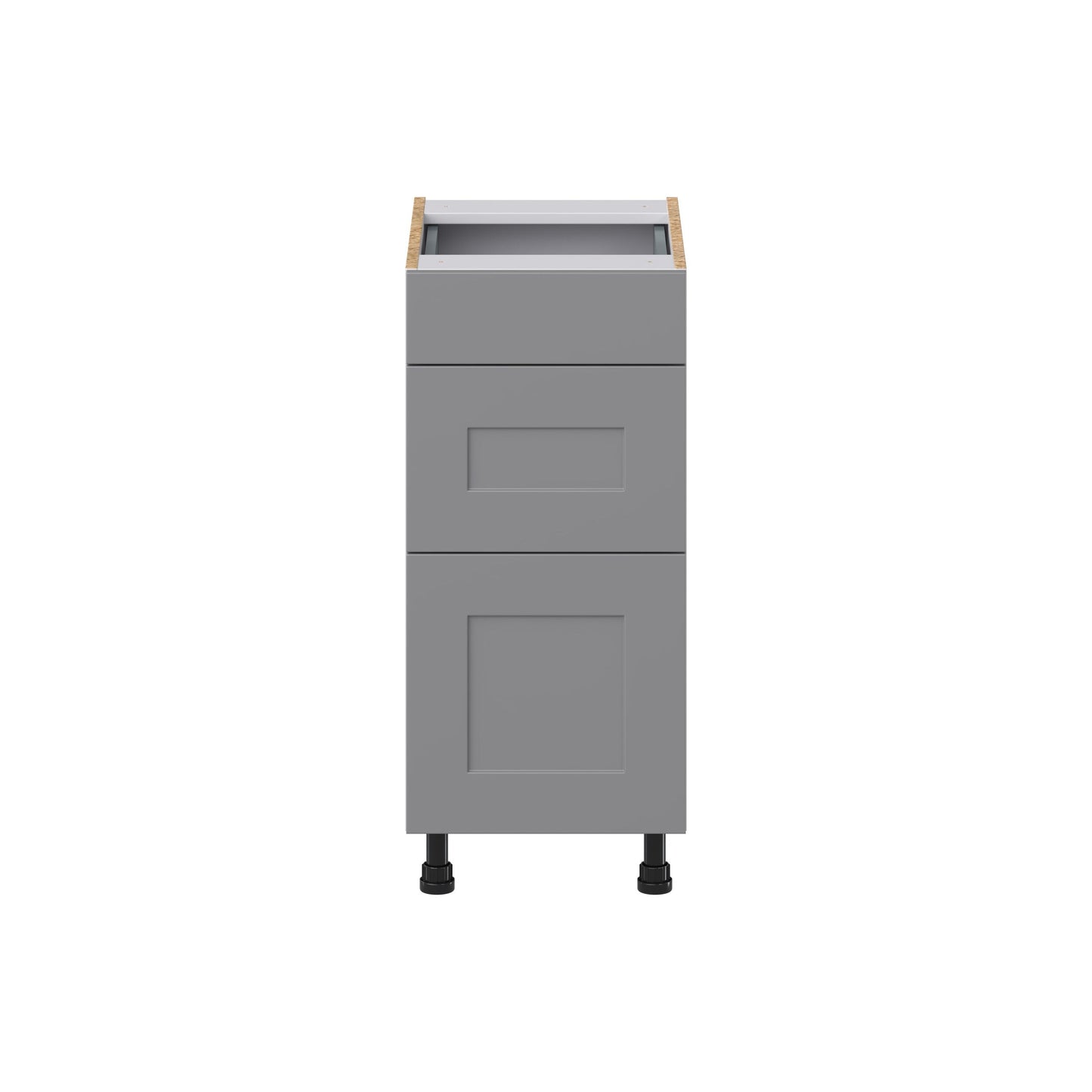 Hugo&Borg Beaumont 15-in W x 34.5-in H x 21-in D Slate Gray 3-Drawer Base Fully Assembled Cabinet (Recessed Panel Style)