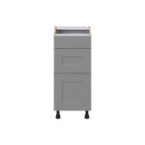 Hugo&Borg Beaumont 15-in W x 34.5-in H x 21-in D Slate Gray 3-Drawer Base Fully Assembled Cabinet (Recessed Panel Style)