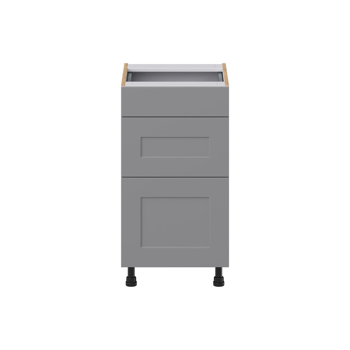 Hugo&Borg Beaumont 18-in W x 34.5-in H x 21-in D Slate Gray 3-Drawer Base Fully Assembled Cabinet (Recessed Panel Style)