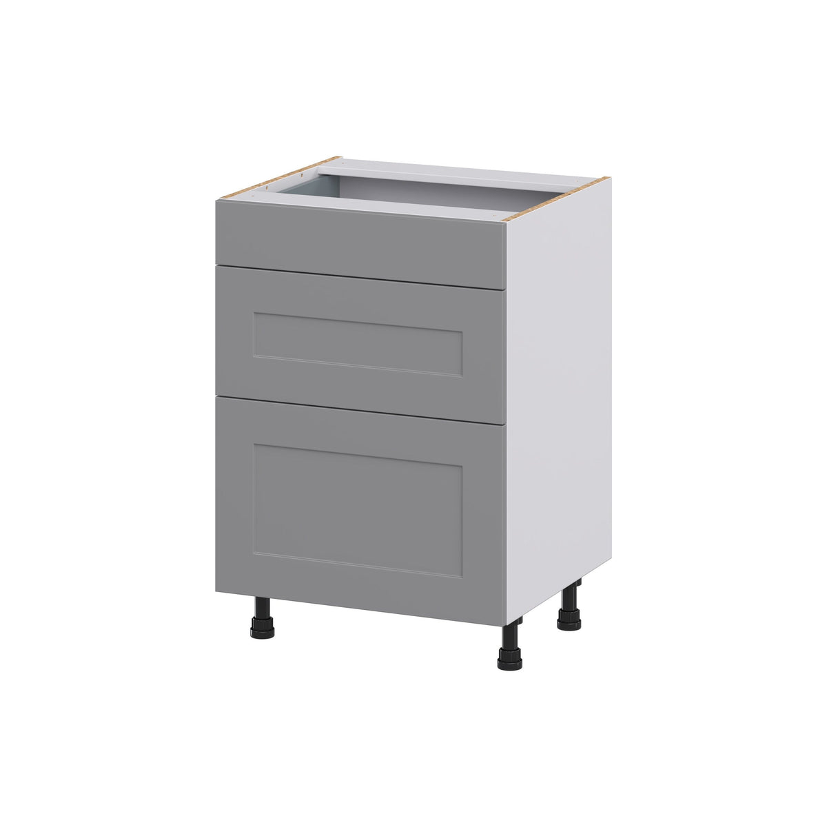 Hugo&Borg Beaumont 24-in W x 34.5-in H x 21-in D Slate Gray 3-Drawer Base Fully Assembled Cabinet (Recessed Panel Style)