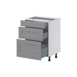 Hugo&Borg Beaumont 24-in W x 34.5-in H x 21-in D Slate Gray 3-Drawer Base Fully Assembled Cabinet (Recessed Panel Style)