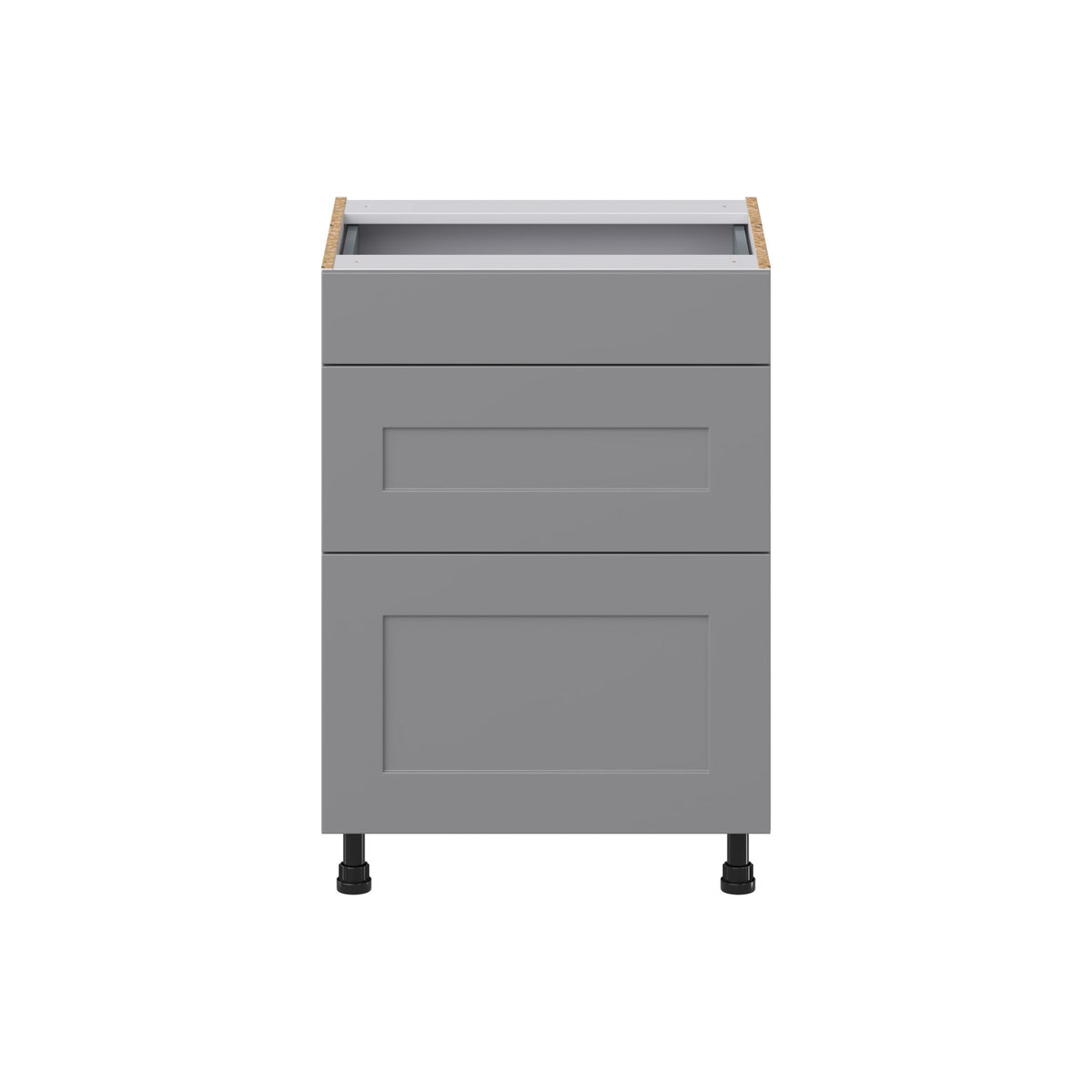Hugo&Borg Beaumont 24-in W x 34.5-in H x 21-in D Slate Gray 3-Drawer Base Fully Assembled Cabinet (Recessed Panel Style)