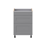 Hugo&Borg Beaumont 24-in W x 34.5-in H x 21-in D Slate Gray 3-Drawer Base Fully Assembled Cabinet (Recessed Panel Style)