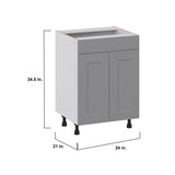 Hugo&Borg Beaumont 24-in W x 34.5-in H x 21-in D Slate Gray Sink Base Fully Assembled Cabinet (Recessed Panel Shaker Style)
