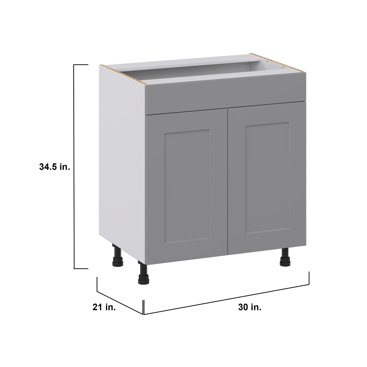 Hugo&Borg Beaumont 30-in W x 34.5-in H x 21-in D Slate Gray Sink Base Fully Assembled Cabinet (Recessed Panel Shaker Style)