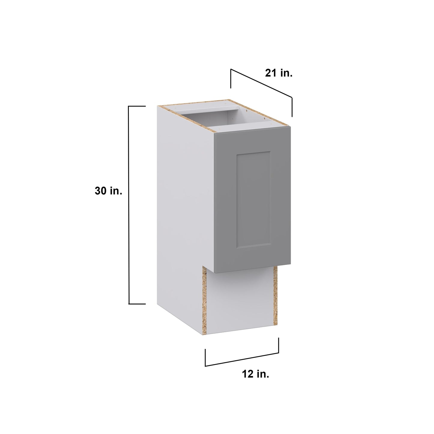 Hugo&Borg Beaumont 12-in W x 34.5-in H x 21-in D Slate Gray Base Fully Assembled Cabinet (Recessed Panel Shaker Door Style)