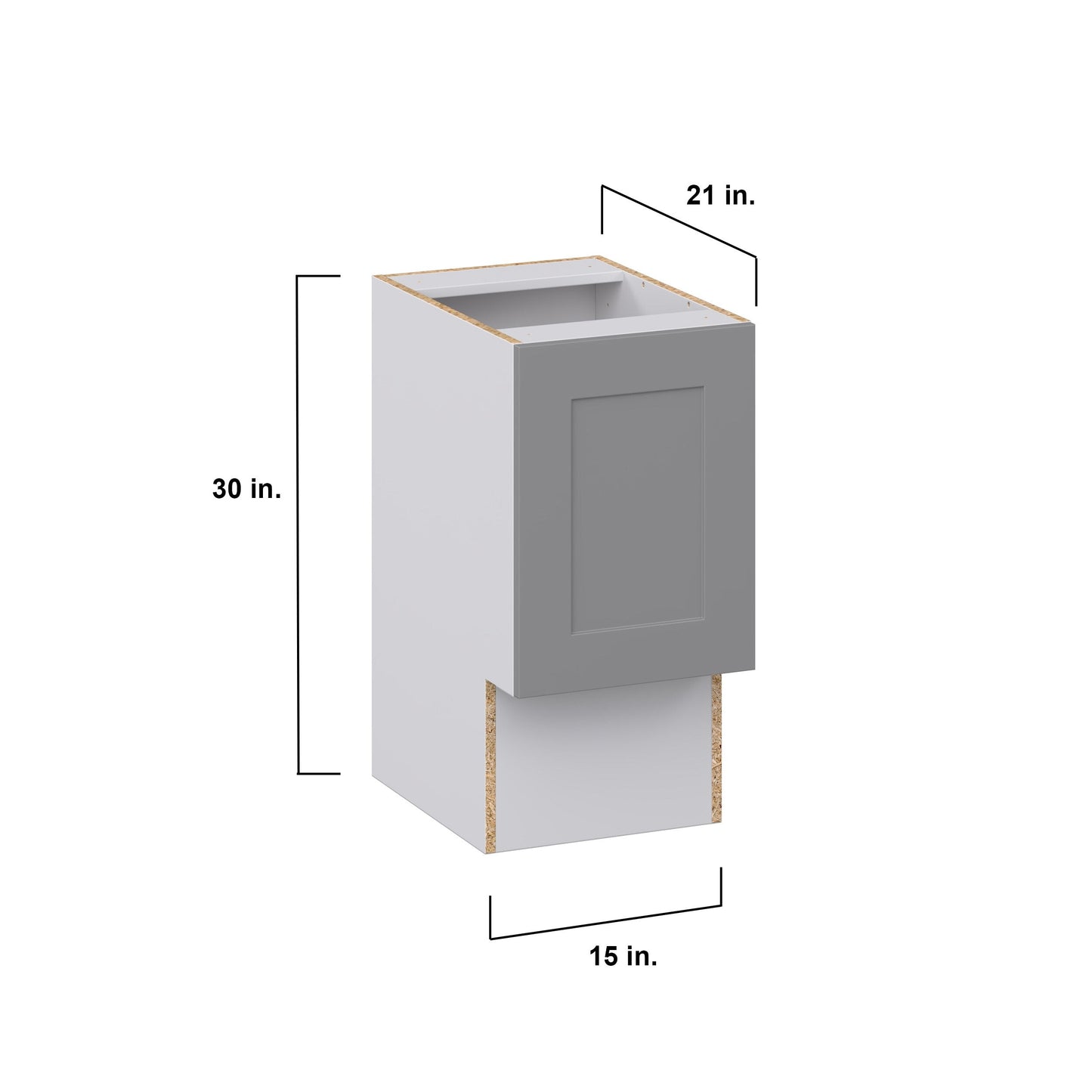 Hugo&Borg Beaumont 15-in W x 34.5-in H x 21-in D Slate Gray Base Fully Assembled Cabinet (Recessed Panel Shaker Door Style)