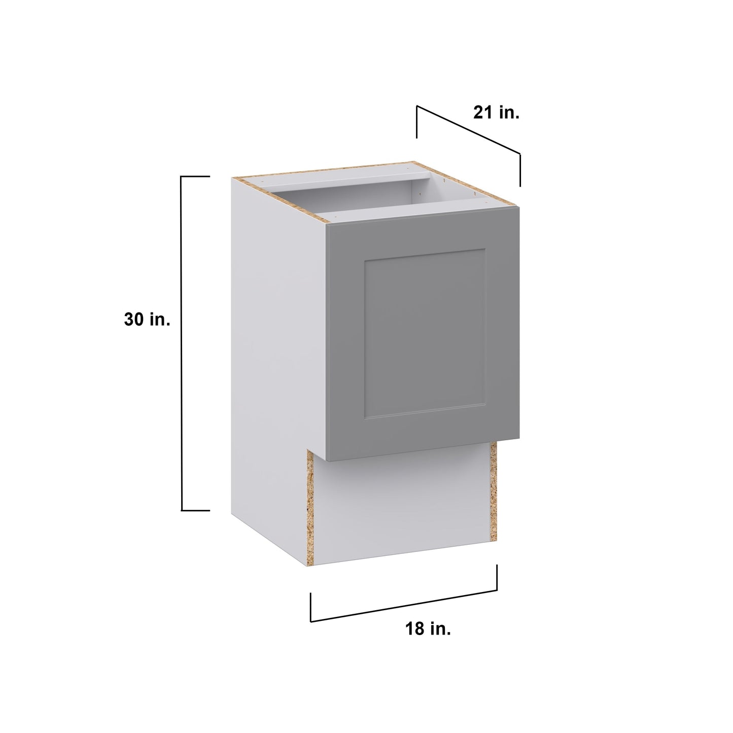 Hugo&Borg Beaumont 18-in W x 34.5-in H x 21-in D Slate Gray Base Fully Assembled Cabinet (Recessed Panel Shaker Door Style)