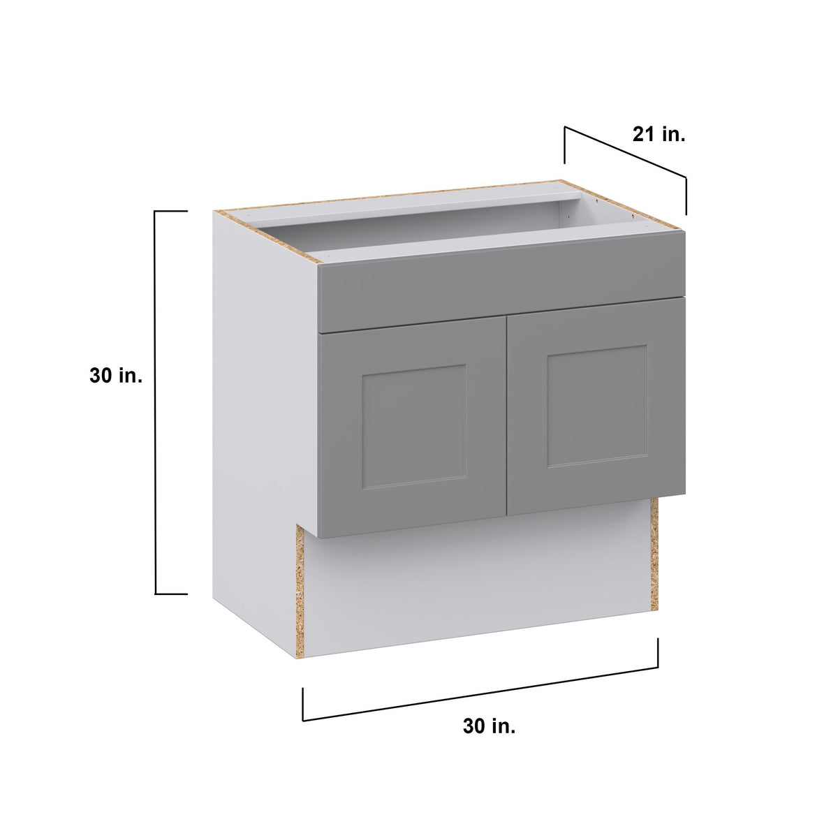Hugo&Borg Beaumont 30-in W x 30-in H x 21-in D Slate Gray Sink Base Fully Assembled Cabinet (Recessed Panel Shaker Style)