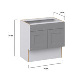 Hugo&Borg Beaumont 30-in W x 30-in H x 21-in D Slate Gray Sink Base Fully Assembled Cabinet (Recessed Panel Shaker Style)