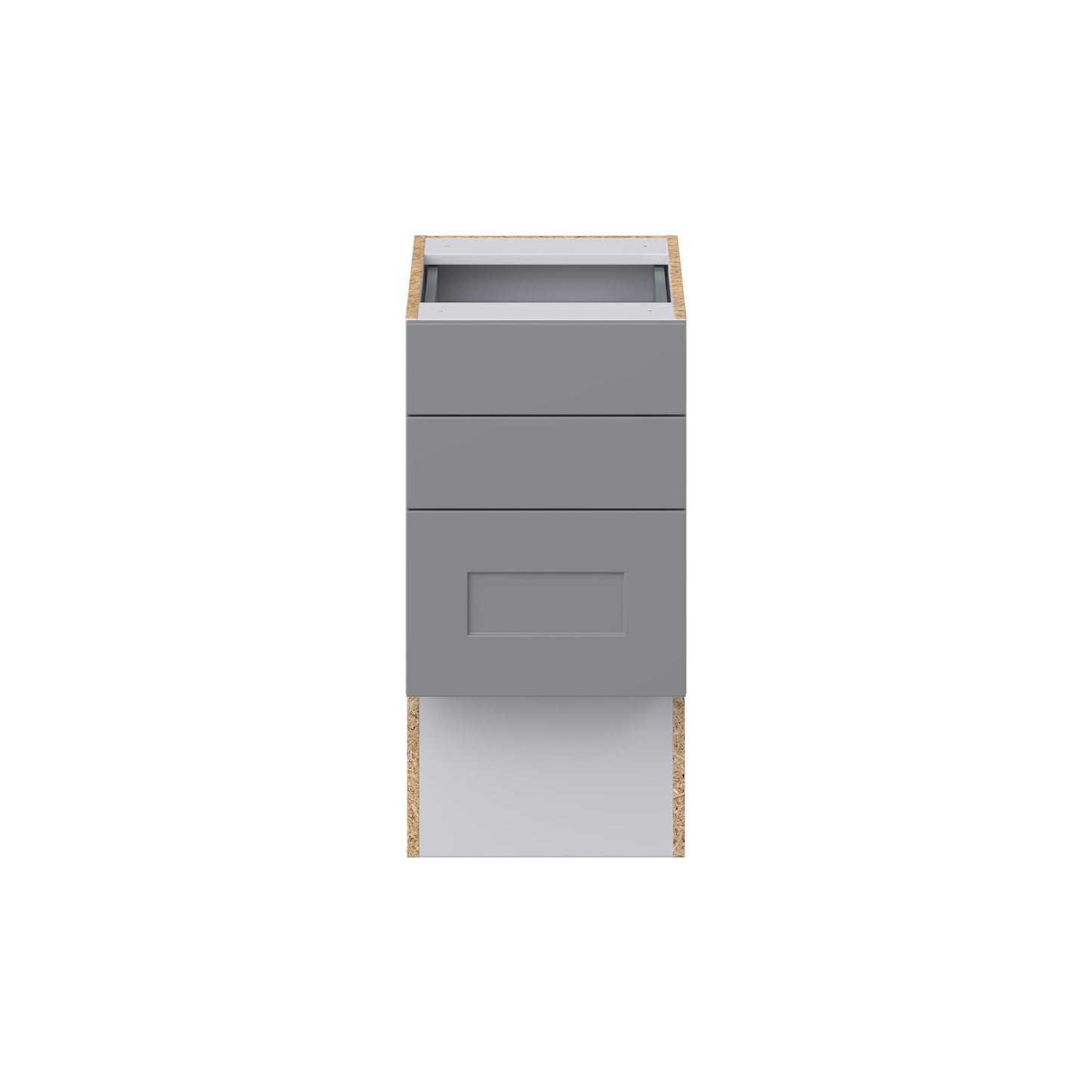 Hugo&Borg Beaumont 15-in W x 30-in H x 21-in D Slate Gray 3-Drawer Base Fully Assembled Cabinet (Recessed Panel Style)
