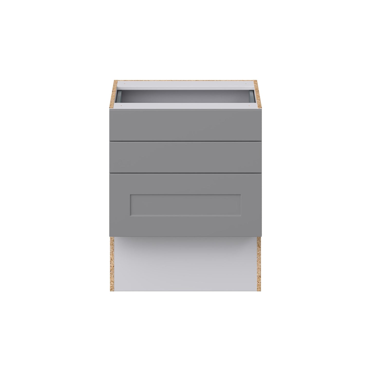 Hugo&Borg Beaumont 24-in W x 30-in H x 21-in D Slate Gray 3-Drawer Base Fully Assembled Cabinet (Recessed Panel Style)