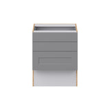 Hugo&Borg Beaumont 24-in W x 30-in H x 21-in D Slate Gray 3-Drawer Base Fully Assembled Cabinet (Recessed Panel Style)