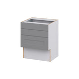 Hugo&Borg Beaumont 24-in W x 30-in H x 21-in D Slate Gray 3-Drawer Base Fully Assembled Cabinet (Recessed Panel Style)