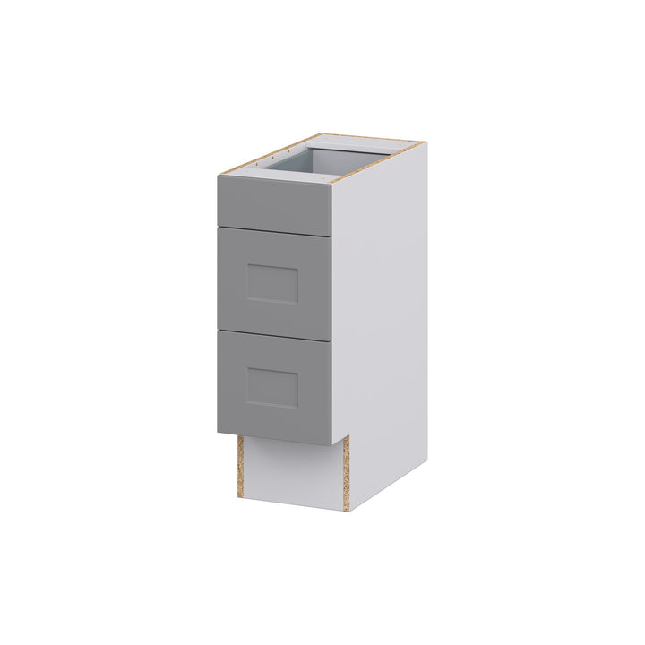Hugo&Borg Beaumont 12-in W x 32.5-in H x 24-in D Slate Gray 3-Drawer Base Fully Assembled Cabinet (Recessed Panel Style)