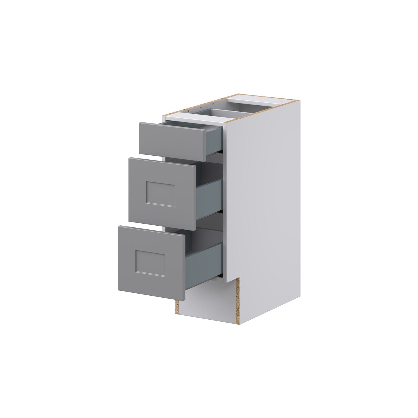Hugo&Borg Beaumont 12-in W x 32.5-in H x 24-in D Slate Gray 3-Drawer Base Fully Assembled Cabinet (Recessed Panel Style)