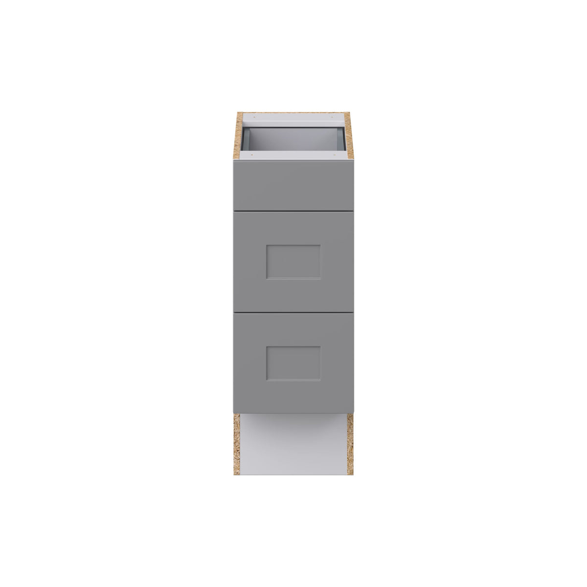 Hugo&Borg Beaumont 12-in W x 32.5-in H x 24-in D Slate Gray 3-Drawer Base Fully Assembled Cabinet (Recessed Panel Style)