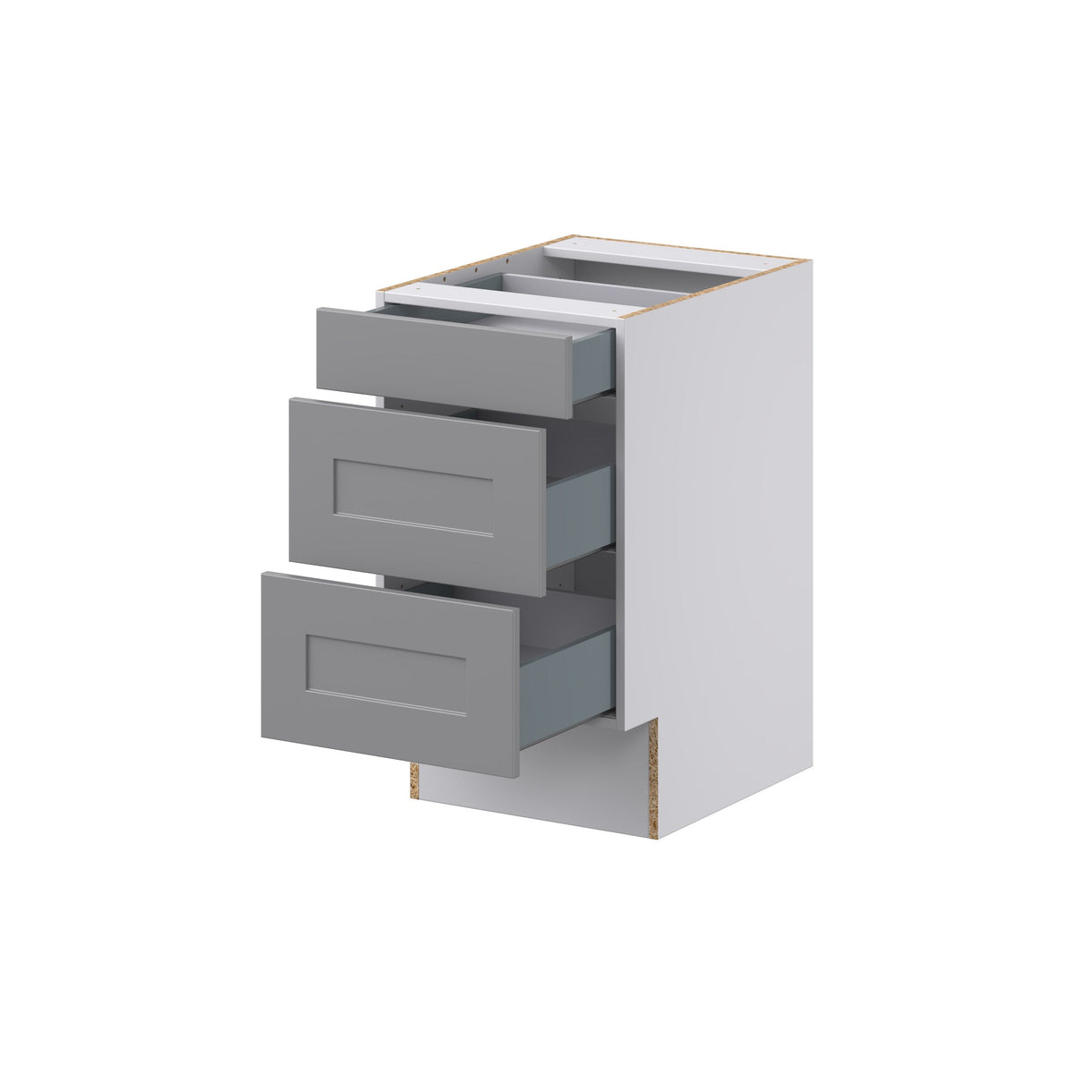 Hugo&Borg Beaumont 18-in W x 32.5-in H x 24-in D Slate Gray 3-Drawer Base Fully Assembled Cabinet (Recessed Panel Style)