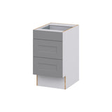 Hugo&Borg Beaumont 18-in W x 32.5-in H x 24-in D Slate Gray 3-Drawer Base Fully Assembled Cabinet (Recessed Panel Style)