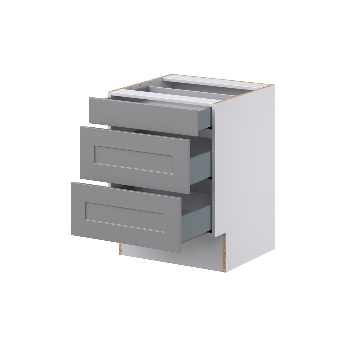 Hugo&Borg Beaumont 24-in W x 32.5-in H x 24-in D Slate Gray 3-Drawer Base Fully Assembled Cabinet (Recessed Panel Style)