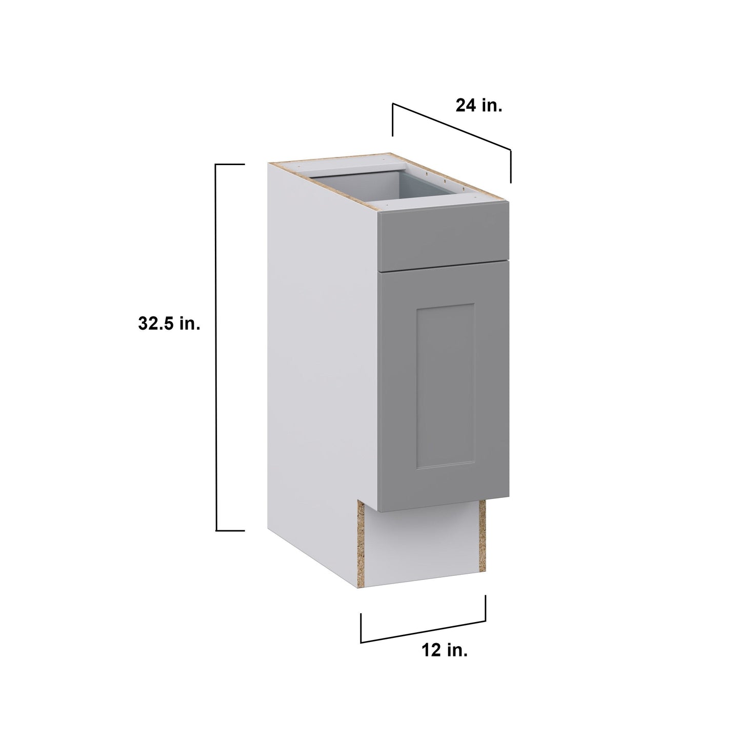 Hugo&Borg Beaumont 12-in W x 34.5-in H x 25-in D Slate Gray Base Fully Assembled Cabinet (Recessed Panel Shaker Door Style)