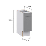 Hugo&Borg Beaumont 12-in W x 34.5-in H x 25-in D Slate Gray Base Fully Assembled Cabinet (Recessed Panel Shaker Door Style)